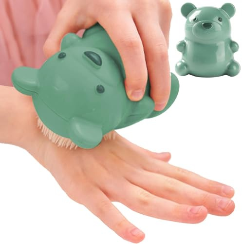 Bear - Spazzola per unghie con impugnatura a forma di animale, strumento di pulizia con setole morbide, per lavare le mani, rimuovere lo sporco, manicure, igiene e cura delle dita, per bagno