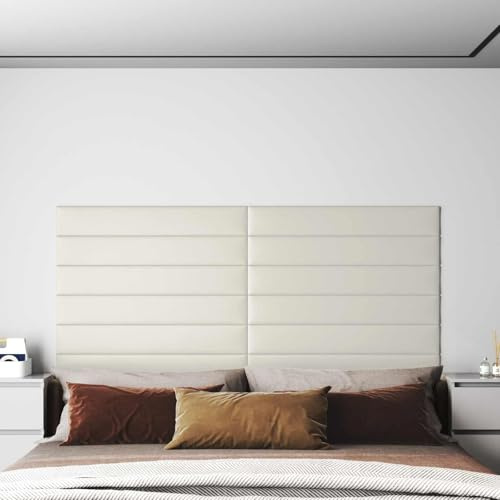 zylophax Wandkopfteile 12 Stück Creme Samt Wandkissen mit Holzrahmen 90x15 cm für Schlafzimmer Polsterung und Wandmontage modernes Betthaupt Zubehör
