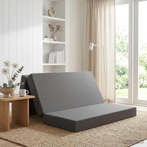 Fällbar soffa säng ljusgrå 140 x 67 x 45 cm, vikbar med ventilerande polyestertyg, ergonomisk, med tvättbart överdrag, perfekt för gästrum, barnrum, camping och bekväm sömn