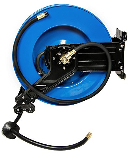 Druckluft-Schlauch Aufroller mit Federzug für Wandmontage bis 20 Bar 300psi 15m Gummi-PVC Schlauch Ø Innen 10 mm 3/8 Zoll Schlauch-Aufroller