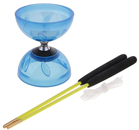 Diabolo mit Zusätzlicher Schnur, Jonglierspielzeug mit Diabolo Metallhänden, Blau, 13cm