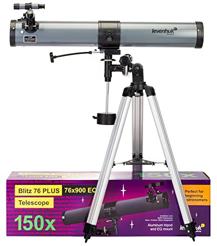 Levenhuk Blitz 76 Plus Newton Spiegelteleskop für Astronomie Einsteiger | 76 mm Öffnung, Äquatoriale Montierung, mit Okularen und Barlowlinse, Ideal für Deep-Sky-, Mond- und Planetenbeobachtung