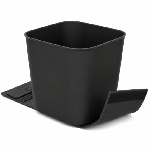 HAUSSIMPLE Car Trash Bin Spill Proof Plastic Rubbish Bins Auto Garbage Container Basket Bin Organizer 1.4 Gallon with Stability Flap for Cars and Trucks (Black without Trash Bags)