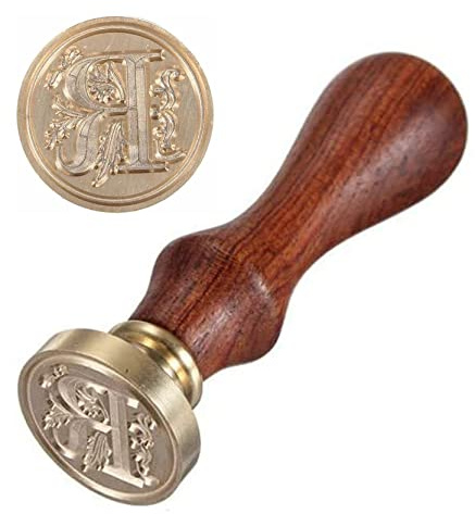 Anawakia sigillstämpel, vintagestil vax, sigillstämpel, sigill set AZ, dekorativt sigill, sigill med trähandtag, brev 26 bokstäver, gör-det-själv trä vax sigill, stämpel 1 styck (R)