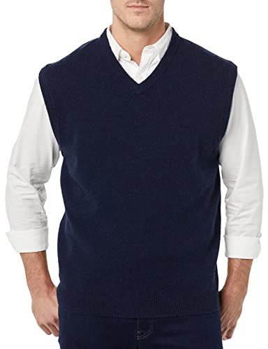 Amazon Essentials Gilet in Lana d'Agnello Uomo, Blu Marino, S