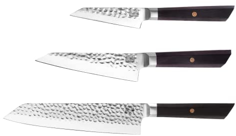Kotai Le Set Essentiel Bunka 3 pièces : 3 couteaux (couteau d'office Bunka 90mm + Petty Bunka 135mm + Kiritsuke 210mm) - chaque couteau est livré avec sa boite cadeau en bambou et son saya magnétique