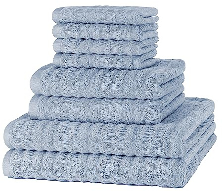 Merana Oslo Handtuch Set | schnelltrocknend, weich & fusselfrei | Frottier Luxus Qualität | 100% Baumwolle Frottee | Oeko-TEX | 590 GSM | Hellblau (8er Sparset | 4 Gästetuch, 2 Handtuch, 2 Duschtuch)