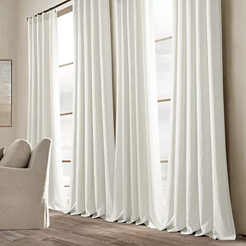 Lush Decor Panel de Cortina de Lino Belga prelavada de Mezcla de algodón Rico en Lino (Panel Individual), 108 Pulgadas de Largo x 50 Pulgadas de Ancho, Blanco