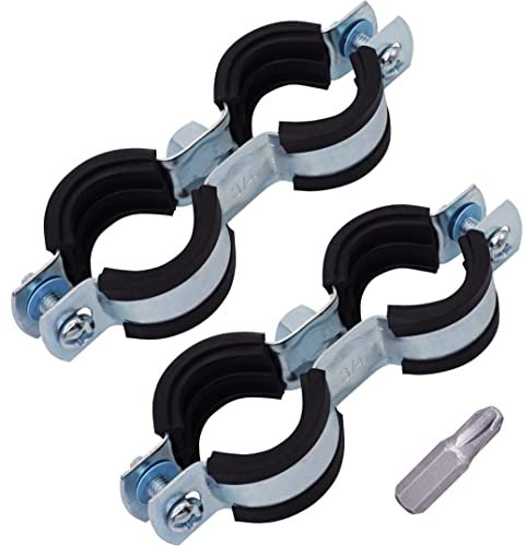 SKIR'CO (2 pezzi) Staffe doppie per tubi con rivestimenti in gomma per tubi da 26-30 mm, morsetti per tubi, supporti per tubi per montaggio a parete e soffitto