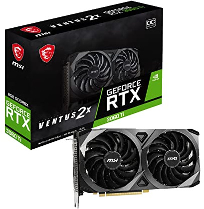 MSI Gaming GeForce RTX 3060 Ti LHR 8 Go GDRR6X, Boost Clock : 1695 MHz, 256 Bits, HDMI/DP, Nvlink, Torx Fan 3, Ampere Architecture OC Carte Graphique (RTX 3060 TI Ventus 2X 8GD6X OC)