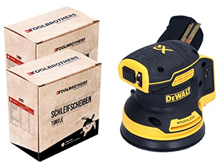DeWalt DCW 210 N Ponceuse excentrique sans fil 18 V 125 mm Solo + 2 disques abrasifs Toolbrothers TURTLE