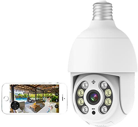 VECHII Telecamera Di Sicurezza 4MP Wireless Wifi Outdoor Home IP Camera E27 Panoramica A 360 Gradi, Rilevamento Movimento E Allarme, Audio Bidirezionale, Visione Notturna,Add 128g