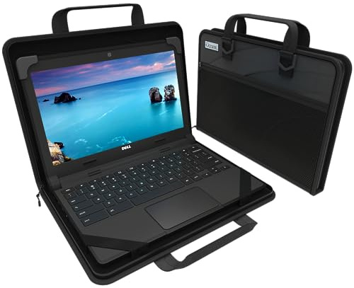UZBL 11-11.6 Inch Zip Lite Always-on Chromebook Protective Hard Case with Accessory Pouch & Shoulder Strap