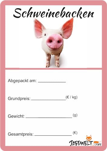 Metzger Etiketten zur Kennzeichnung von Fleisch 6 x 9 cm Schweinebacken (50)