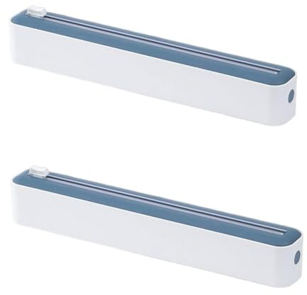 2 Pièces Distributeur De Film Saran Boîte De Découpe De Film Alimentaire Boîte de découpe de film étirable Distributeur Réutilisable Avec Coupe-diapositive Distributeur de film étirable rechargeable