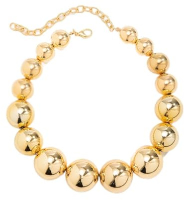 BSLVWG Punk Necklace Big Beads Chain Choker Necklace Lightweight Chunky Oval Chain Exaggerated Necklace Sphere Choker Statement Hip Hop Jewelry for Women and Girls