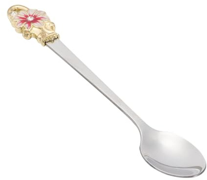 MAGICLULU Enamel Coffee Spoon Stainless Steel Tea Stirring Spoon Floral Handle for Home Restaurant Dessert and Ice Cream