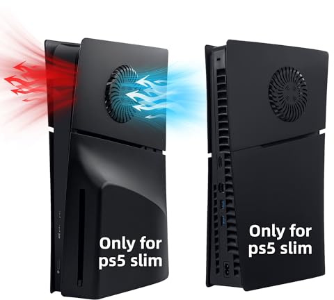 Mcbazel PS5 Slim Faceplate Remplacement ABS Housse de Protection de Façade Accessoires de Ventilation de Refroidissement pour PS5 Slim Disc Edition - Noir(Non pour PS5/PS5 Pro)