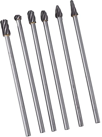 Yusat Aluminium-Polierfräser, 20 x 11 x 2, 6 Stück, Wolframkarbid-Aluminium-Feilen, Frässtift-Set, 6 mm Schaft, 10 mm Schnittdurchmesser, Portier- und Polierset