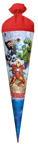 ROTH Large School Cone Marvel Avengers 70 cm - Round, Felt Closure, Red (H) Tip - Marvel Avengers Sweets Cone First Day of School