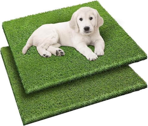 2 Pack 26x30 Dog Grass Pee Pads, Reusable Artificial Grass Turf Rug for Puppy & Cats, Washable Fake Grass Mat Dog Pee Pad Replacement Outdoor Indoor Potty Training Pads with Drainage Holes
