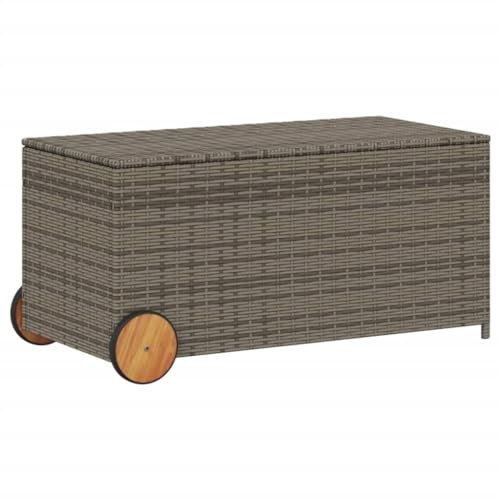 Willood Gartentruhe mit Rollen Grau 190L Poly Rattan