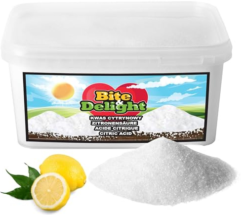 Bite & Delight Zitronensäure Pulver - Lebensmittelqualität - für Küche und Haushalt - Kalkentferner und Reinigungsmittel, Putzmittel - für Limonaden, Fruchtsäfte - Backen, Kochen - 4kg