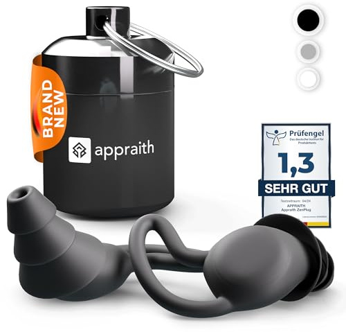 APPRAITH® ZenPlug Tappi per le orecchie per concerti, sonno, viaggi, lavoro [Premium Nano Silicone] in earplugs protezione dell'udito fino a 32 dB | Riutilizzabili | Nero | Contenitore in alluminio