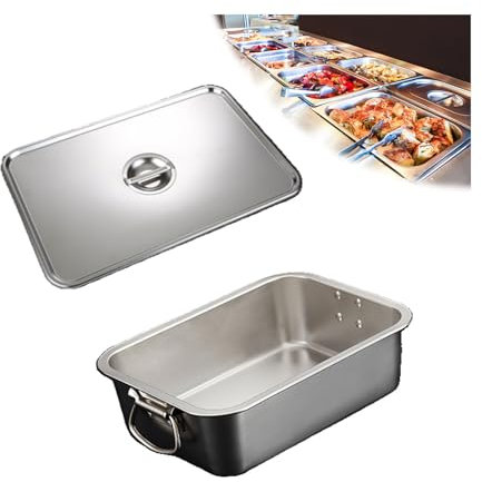 NJDQFA Stapelbar Gastro Behälter Mehrweg, Rechteckig Edelstahl Gastronomiebehälter,Lebensmittel Lagern Behälter,32 * 22cm,10cm