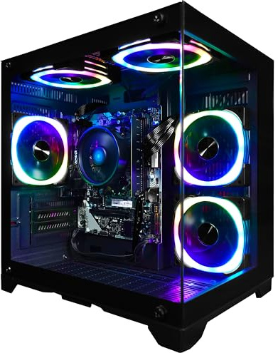 SAAV X1 - PC de escritorio para juegos preconstruida Intel G5400 3.7GHz, 16 GB de RAM, GPU GEFORCE GTX 750 GDDR5, 512 GB NVME, WiFi 6, Bluetooth, Win 11, teclado de ratón, computadora de escritorio