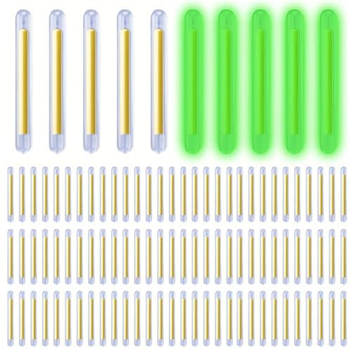 KSJEHW 100 Piezas Varillas de Luz de Pesca, Luz de Pesca Fluorescente, Varilla de Luz de Pesca de 4 x 38 mm, Pesca con Barra Luminosa, Herramientas de Pesca Pesca Nocturna