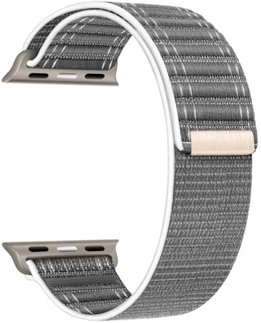gratulatio Compatible with Apple Watch Strap 46mm 45mm 44mm 49mm Men, Braided Woven Sport Loop Band for IWatch Series 11 10 9 8 7 6 5 4 3/SE 2/Ultra 2, Nylon Fabric Strap Grey
