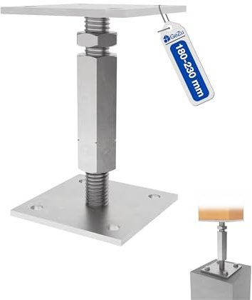 GeZu Impex Pfostenträger Harry Verstellbar M24 x 230 mm 100 & 100 mm Galvanisch Verzinkt Pfostenanker Stützenfuß