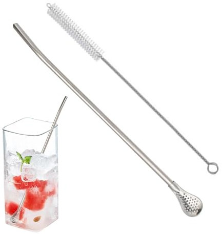 Cucchiaio di paglia filtrante – Paglia per cucchiai filtrata portatile, paglia per cucchiai sicuri, agitatore multifunzionale per colino per cannucce, cucchiaio di paglia, multiuso per