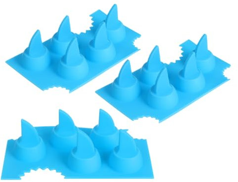 OKUMEYR 3pcs Silicone Shark Fin Ice Cube Mold Novelty Reusable Ice Tray for Cocktails Cold Drinks Boys and Girls