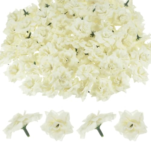 M METERXITY 200-Pack Silk Faux Artificial Rose Heads Cream White | For Wedding, Bouquet, Flower Wall, DIY Crafts, Party Decoration, Fake Bloom Flower Heads Buds