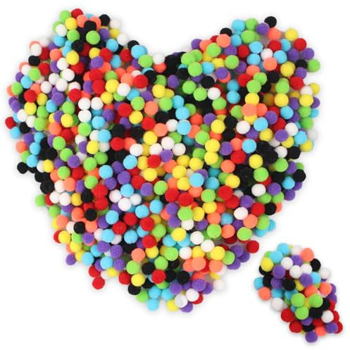 1000 Pièces 6mm Pompons Élastique,Mini Pompons,Décorations Boules,Pompons Artisanale,pour Fabrication Artisanale,Bricolage Créatif Décorations(Multicolore)