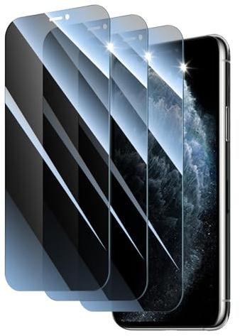 3 Stück Sichtschutz Panzer Schutz Glas für iPhone 11 Pro/iPhone XS/iPhone X, Anti-Spähen Gehärtetes Glas Schutzfolie, Panzerglas Privacy Panzerfolie Displayschutzfolie, 9H Härte, Anti- Kratzer