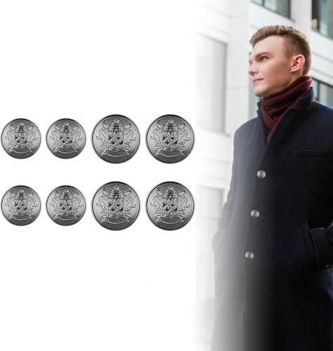 8 Stück Hosenknopf,Knöpfe für Mantel,18mm/25mm Vintage Antike Deko Knöpfe für Jeans Strickjacke Anzüge Uniform DIY Basteln,Metall Buttons zum Annähen,Jackenknopf Hose Die,Metallknöpfe (Antikbronze)