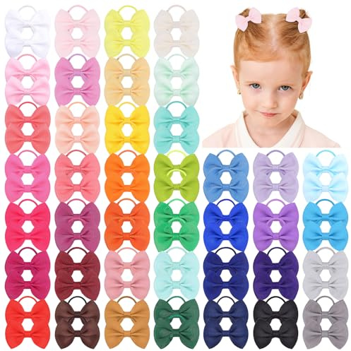 Jollybows Mini-Haarschleifen für Babys, Mädchen, elastisch, Ripsband, Haar-Accessoires für Kinder, Kleinkinder, Säuglinge, 80 Stück