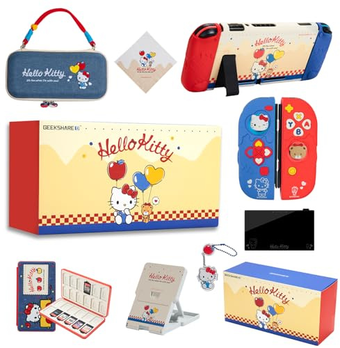 Kuitmor Switch Accessories Bundle for Switch 2017:Carrying Case,Protective Case,Game Card Case,Screen Protector,Playstand,Thumb Grip Caps and More(10 in 1)