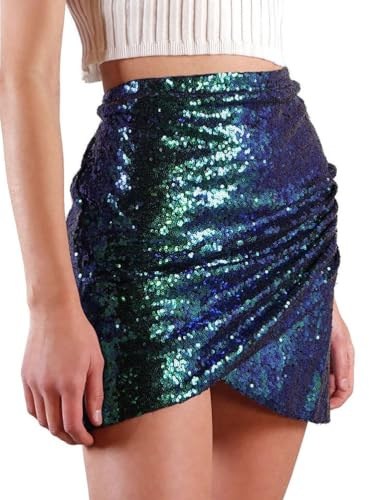 seiveini Pailletten Rock Damen Kurze Elegant Minirock Glitzer Röcke Bodycon für Frauen Bleistiftrock Hüftrock Sexy Club Kostüm Party Rave Outfit Pencil Skirt