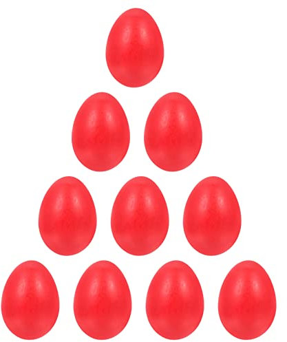SEWACC 10Pcs Rote Holzeier Hölzerne Gefälschte Eier Holz Ostereier Für Handwerksparty Bevorzugt Osterndekoration