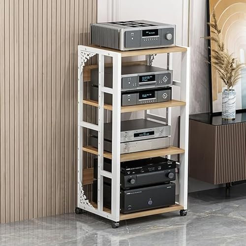 Bookcase，Book Shelf，Media DVD CD Player Stand with Wheels Sturdy TV Box/Cable Box Rack Easy Assembly Gaming Console Stereo Unit Storage Cabinet Bookshelf Speakers Shelvin