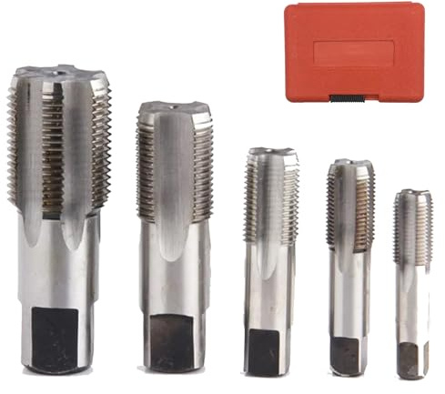 5-teiliger Rohrhahnsatz Set,1/8, 1/4, 3/8, 1/2, 3/4 NPT Kegelgewinde Gewindehähne,Gewindeformhähne für Präzisionsgewinde in Rohrverschraubungen