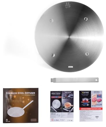 Madlife Garage 28CM Heat Diffuser Plate,Stainless Steel Heat Diffuser Plate with Detachable Handle for Milk Coffee Cookware Induction Hob Simmer Ring Plate