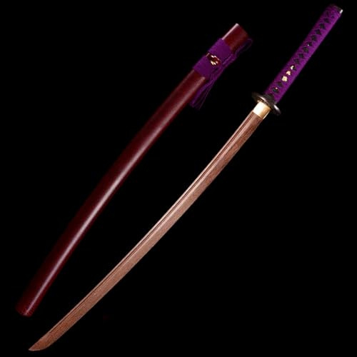 HJHUUA Spada da Samurai in Legno wengé Naturale da 103 cm,bokken Fatto a Mano,Spada in Legno per Pratica del Kendo con Fodero,Katana Giapponese in Legno per Cosplay,Esposizione,Collezione,Halloween