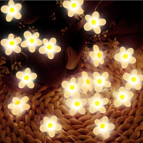 TaimeiMao LED Garland 2 m 20 Daisy Flowers – Micro LED Lights for Indoor/Outdoor (Garden, Terrace, Balcony, Trees, Weddings, Parties)