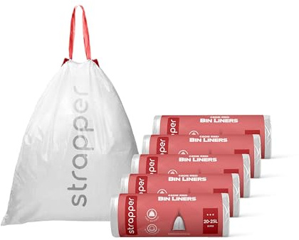 Strapper® Code G 125 Bolsas de Residuos - Adecuado para Cubo de Residuos Brabantia - 23-30 litros - 125 bolsas de basura G (Rojo)
