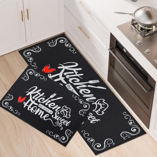 Fecialy Juego de 2 alfombras antifatiga para Cocina, Antideslizantes Acolchadas Lavables y c贸modas alfombras y felpudos para Cocina Alfombra para Chef de Granja, 40x60+40x120CM